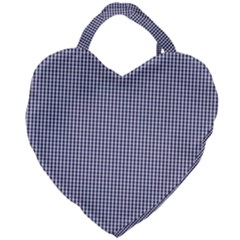 Usa Flag Blue And White Gingham Checked Giant Heart Shaped Tote by PodArtist