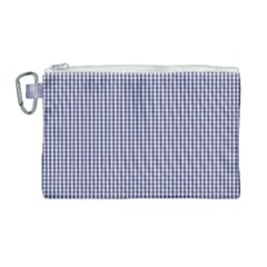 Usa Flag Blue And White Gingham Checked Canvas Cosmetic Bag (large) by PodArtist