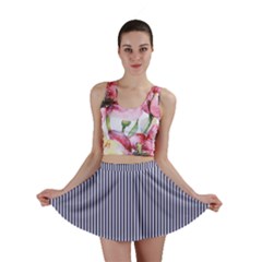 Usa Flag Blue And White Stripes Mini Skirt by PodArtist
