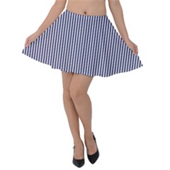 Usa Flag Blue And White Stripes Velvet Skater Skirt by PodArtist