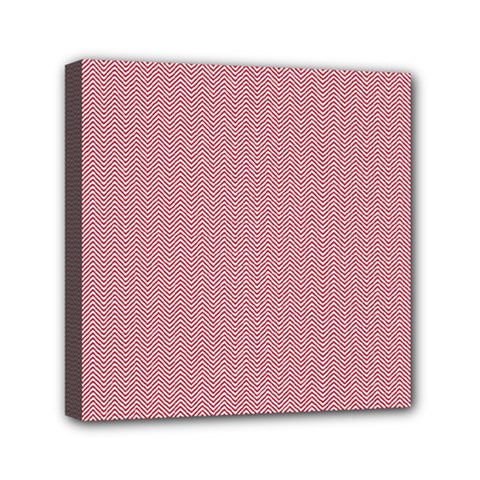 Usa Flag Red & White Wavy Zigzag Chevron Stripes Mini Canvas 6  X 6  by PodArtist