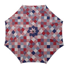 USA Americana Diagonal Red White & Blue Quilt Golf Umbrellas
