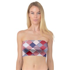 USA Americana Diagonal Red White & Blue Quilt Bandeau Top