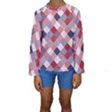 USA Americana Diagonal Red White & Blue Quilt Kids  Long Sleeve Swimwear View1