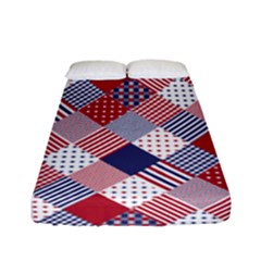 USA Americana Diagonal Red White & Blue Quilt Fitted Sheet (Full/ Double Size)