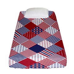 Usa Americana Diagonal Red White & Blue Quilt Fitted Sheet (single Size) by PodArtist