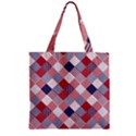 USA Americana Diagonal Red White & Blue Quilt Zipper Grocery Tote Bag View1
