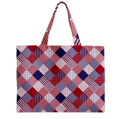 Usa Americana Diagonal Red White & Blue Quilt Zipper Mini Tote Bag by PodArtist