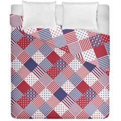USA Americana Diagonal Red White & Blue Quilt Duvet Cover Double Side (California King Size)