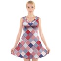 USA Americana Diagonal Red White & Blue Quilt V-Neck Sleeveless Dress View1