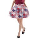 USA Americana Diagonal Red White & Blue Quilt A-Line Pocket Skirt View1