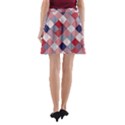 USA Americana Diagonal Red White & Blue Quilt A-Line Pocket Skirt View2