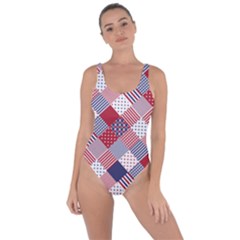 Usa Americana Diagonal Red White & Blue Quilt Bring Sexy Back Swimsuit by PodArtist