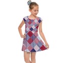 USA Americana Diagonal Red White & Blue Quilt Kids Cap Sleeve Dress View1