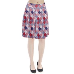 USA Americana Diagonal Red White & Blue Quilt Pleated Skirt