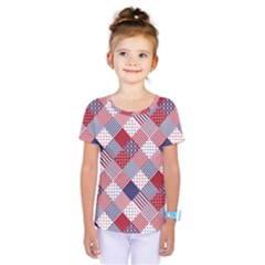 USA Americana Diagonal Red White & Blue Quilt Kids  One Piece Tee