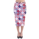 USA Americana Diagonal Red White & Blue Quilt Velvet Midi Pencil Skirt View1