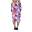 USA Americana Diagonal Red White & Blue Quilt Velvet Midi Pencil Skirt View2