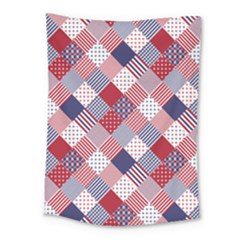 USA Americana Diagonal Red White & Blue Quilt Medium Tapestry