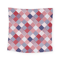 USA Americana Diagonal Red White & Blue Quilt Square Tapestry (Small)