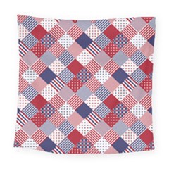 USA Americana Diagonal Red White & Blue Quilt Square Tapestry (Large)