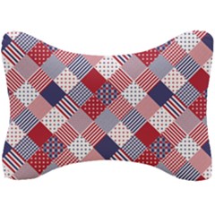 Usa Americana Diagonal Red White & Blue Quilt Seat Head Rest Cushion by PodArtist