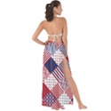 USA Americana Diagonal Red White & Blue Quilt Maxi Chiffon Tie-Up Sarong View2