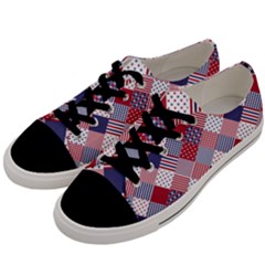USA Americana Diagonal Red White & Blue Quilt Men s Low Top Canvas Sneakers
