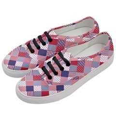 USA Americana Diagonal Red White & Blue Quilt Women s Classic Low Top Sneakers