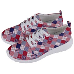USA Americana Diagonal Red White & Blue Quilt Men s Lightweight Sports Shoes