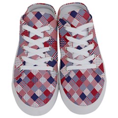 USA Americana Diagonal Red White & Blue Quilt Half Slippers