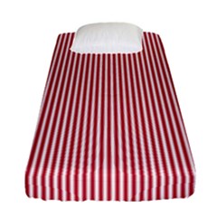 Usa Flag Red And White Stripes Fitted Sheet (single Size) by PodArtist