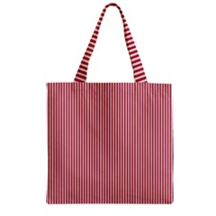 Usa Flag Red And White Stripes Zipper Grocery Tote Bag by PodArtist