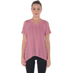 Usa Flag Red And White Stripes Cut Out Side Drop Tee by PodArtist