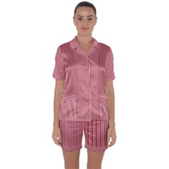 Usa Flag Red And White Stripes Satin Short Sleeve Pyjamas Set by PodArtist