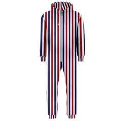 Usa Flag Red White And Flag Blue Wide Stripes Hooded Jumpsuit (men)  by PodArtist