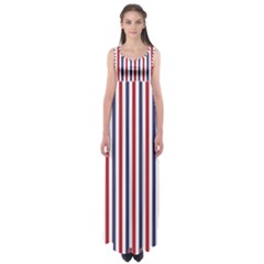 Usa Flag Red White And Flag Blue Wide Stripes Empire Waist Maxi Dress