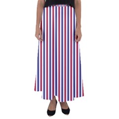 Usa Flag Red White And Flag Blue Wide Stripes Flared Maxi Skirt by PodArtist