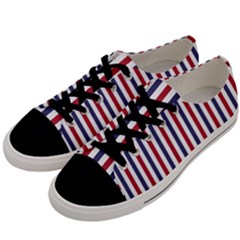 Usa Flag Red White And Flag Blue Wide Stripes Men s Low Top Canvas Sneakers by PodArtist