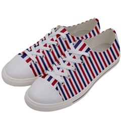 Usa Flag Red White And Flag Blue Wide Stripes Women s Low Top Canvas Sneakers by PodArtist