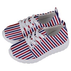 Usa Flag Red White And Flag Blue Wide Stripes Kids  Lightweight Sports Shoes by PodArtist