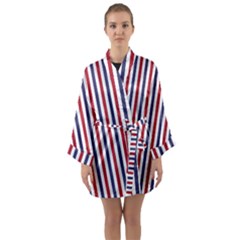 Usa Flag Red White And Flag Blue Wide Stripes Long Sleeve Kimono Robe by PodArtist