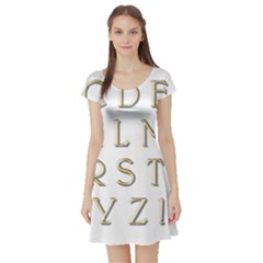 Letters Gold Classic Alphabet Short Sleeve Skater Dress by Sapixe