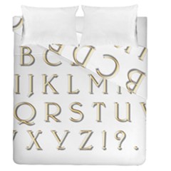 Letters Gold Classic Alphabet Duvet Cover Double Side (queen Size)