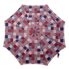 Usa Americana Patchwork Red White & Blue Quilt Hook Handle Umbrellas (medium) by PodArtist