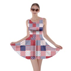 Usa Americana Patchwork Red White & Blue Quilt Skater Dress by PodArtist