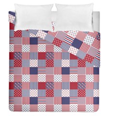 Usa Americana Patchwork Red White & Blue Quilt Duvet Cover Double Side (queen Size) by PodArtist