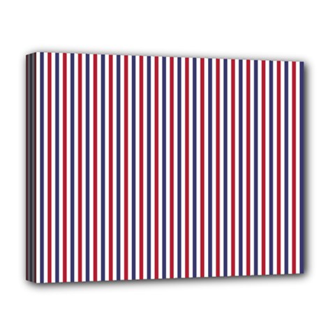 Usa Flag Red And Flag Blue Narrow Thin Stripes  Canvas 14  X 11  by PodArtist