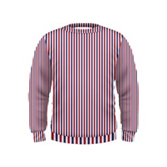 Usa Flag Red And Flag Blue Narrow Thin Stripes  Kids  Sweatshirt by PodArtist