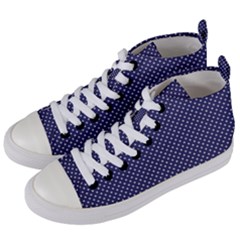Usa Flag White Stars On Flag Blue Women s Mid-top Canvas Sneakers